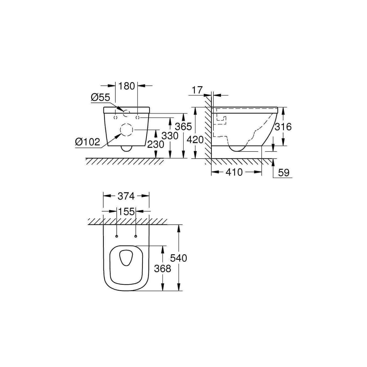 Miska WC Wisząca Euro Ceramic 39328000 Grohe Miska WC Wisząca Euro Ceramic 39328000 Grohe
