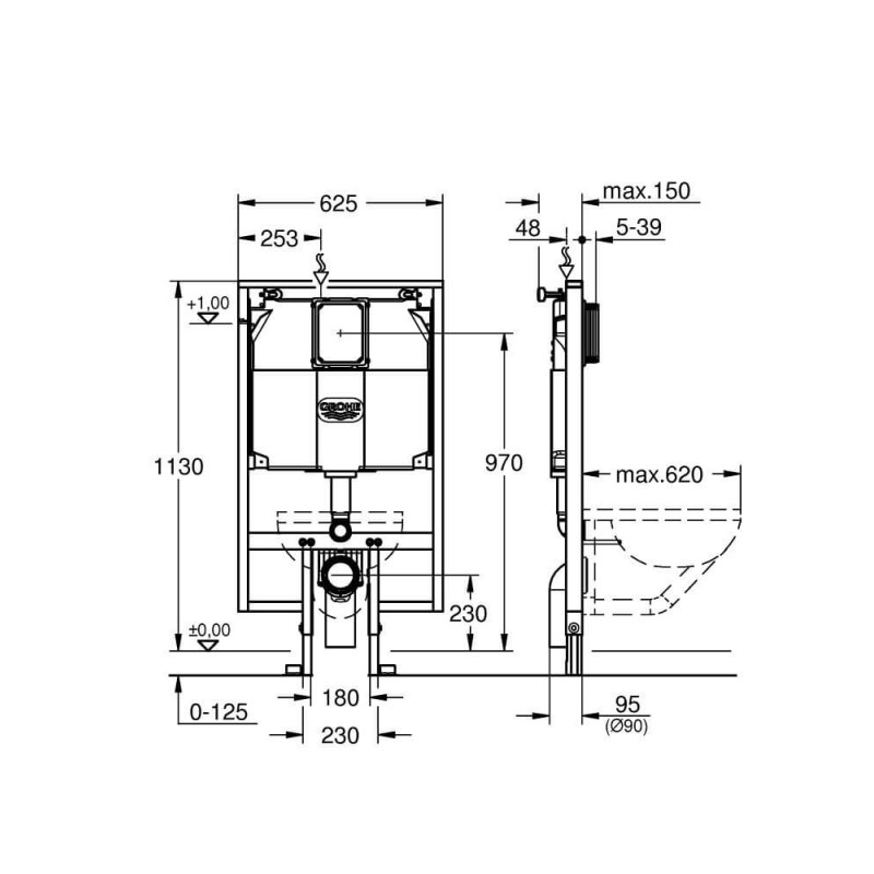 Stelaż Do WC 80mm Rapid SL 62x113 38994000 Grohe Stelaż Do WC 80mm Rapid SL 62x113 38994000 Grohe
