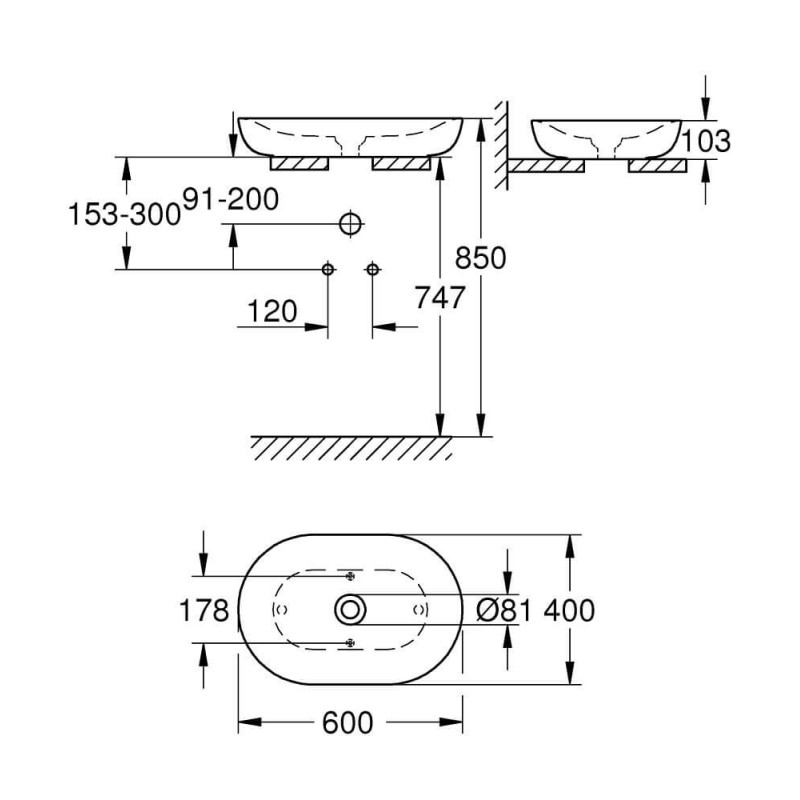 Umywalka Nablatowa 60 cm Essence Biel Alpejska 3960800H Grohe Umywalka Nablatowa 60 cm Essence Biel Alpejska 3960800H Grohe