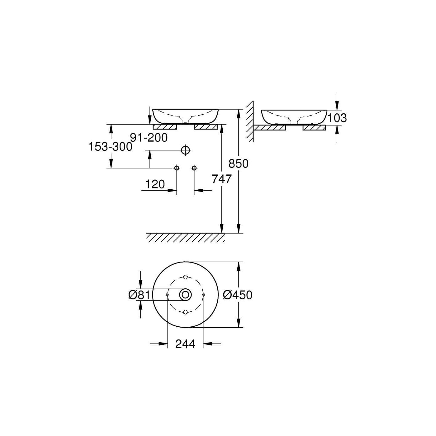 Umywalka Nablatowa 45 cm Essence Biel Alpejska 3960900H Grohe Umywalka Nablatowa 45 cm Essence Biel Alpejska 3960900H Grohe