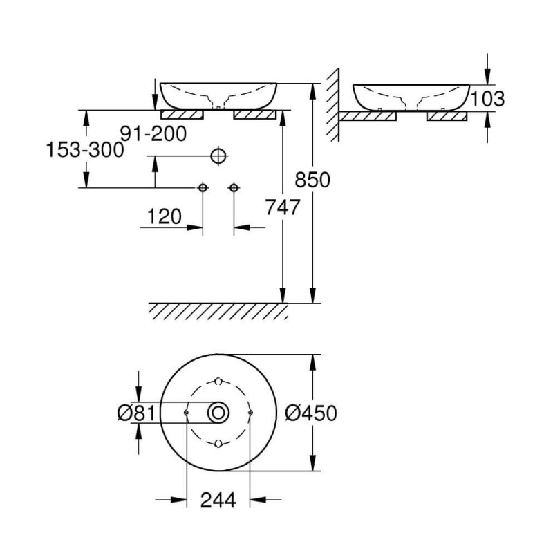 Umywalka Nablatowa 45 cm Essence Biel Alpejska 3960900H Grohe Umywalka Nablatowa 45 cm Essence Biel Alpejska 3960900H Grohe