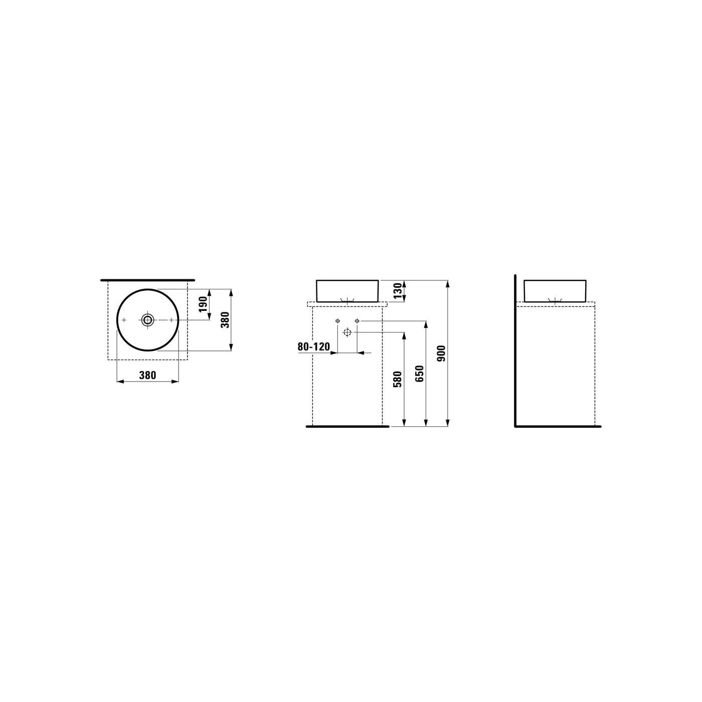 Umywalka Nablatowa Living Square 38x38 H8114350001121 Laufen Umywalka Nablatowa Living Square 38x38 H8114350001121 Laufen