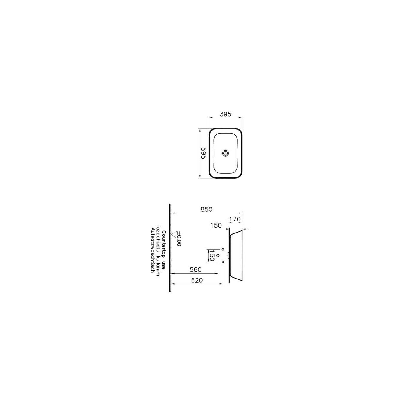 Umywalka Geo Square 59,5x39,5 7425B003-0016 Vitra Umywalka Geo Square 59,5x39,5 7425B003-0016 Vitra
