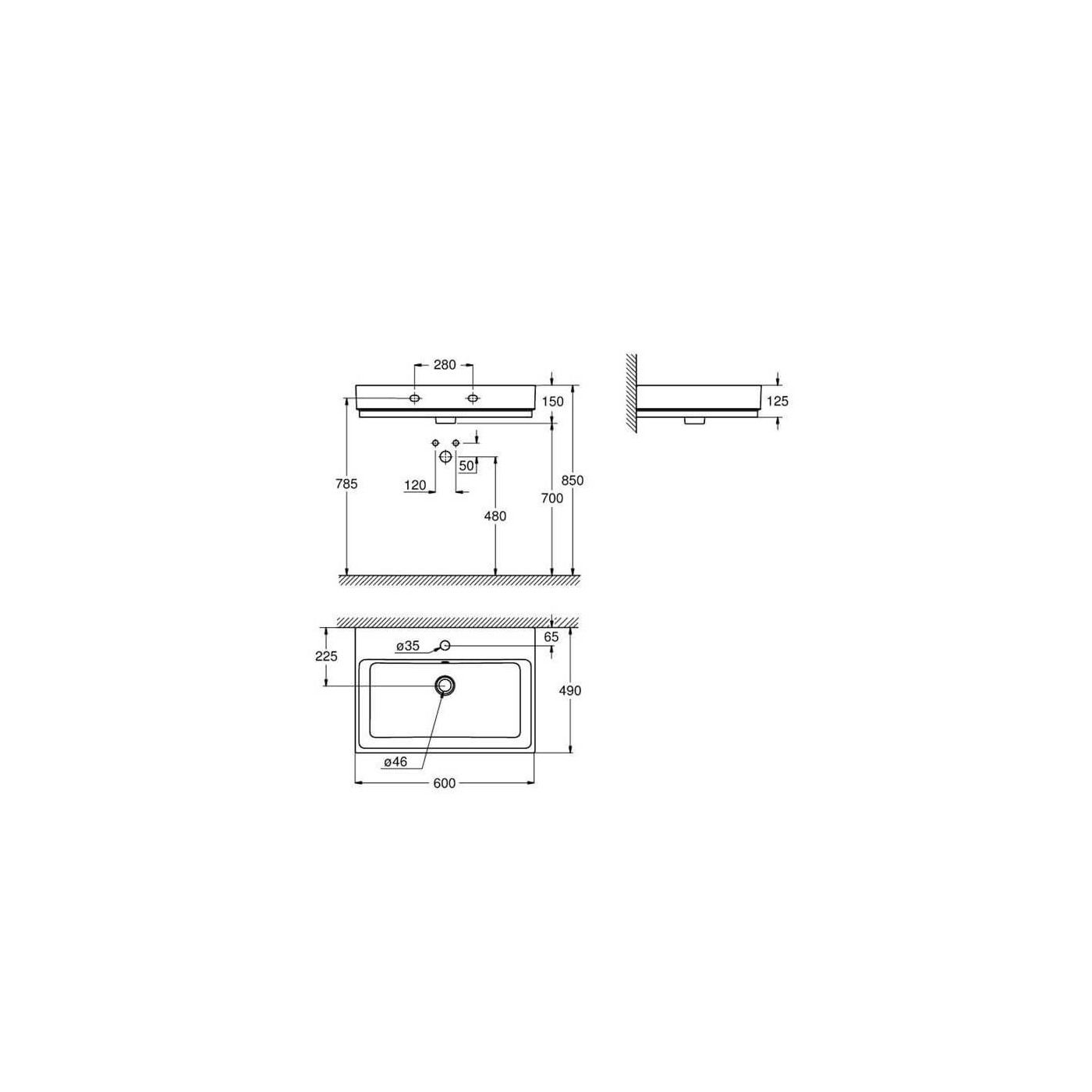 Umywalka Wisząca 60 Cube Ceramic 60x49 3947300H Grohe Umywalka Wisząca 60 Cube Ceramic 60x49 3947300H Grohe