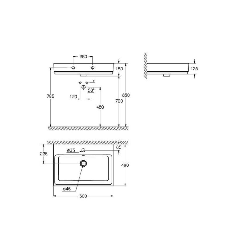 Umywalka Wisząca 60 Cube Ceramic 60x49 3947300H Grohe Umywalka Wisząca 60 Cube Ceramic 60x49 3947300H Grohe