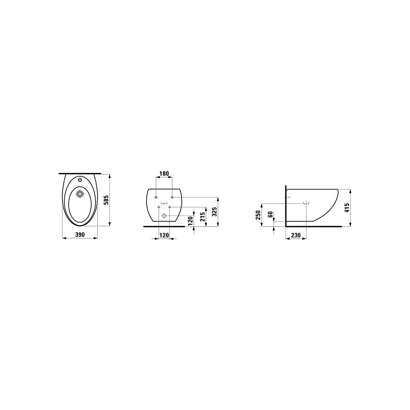 Bidet Podwieszany Alessi 58,5x39 H8309714003041 Laufen Bidet Podwieszany Alessi 58,5x39 H8309714003041 Laufen
