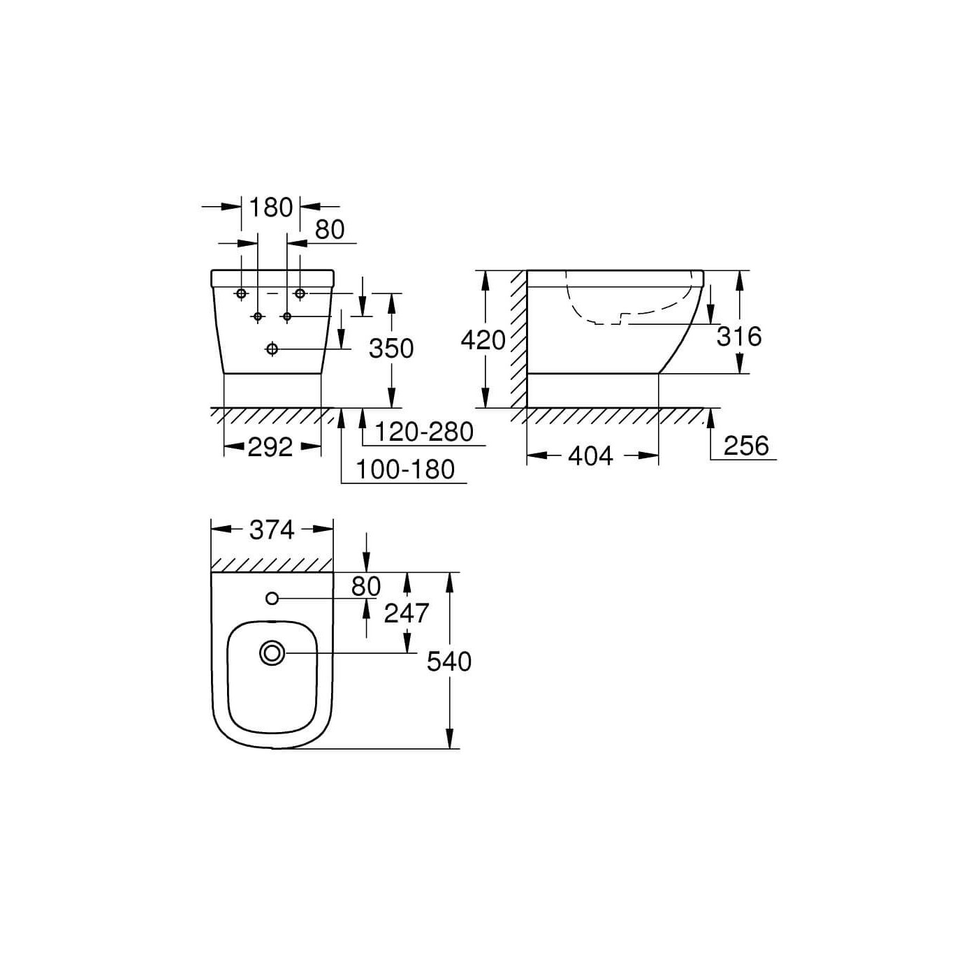 Bidet Wiszący 54x37,5 Euro Ceramic 39208000 Grohe Bidet Wiszący 54x37,5 Euro Ceramic 39208000 Grohe