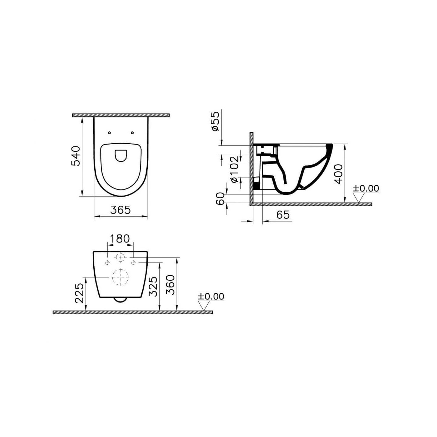 Muszla Wisząca Sento 54x36 cm Czarny Mat 7748B083-0101 Vitra Muszla Wisząca Sento 54x36 cm Czarny Mat 7748B083-0101 Vitra