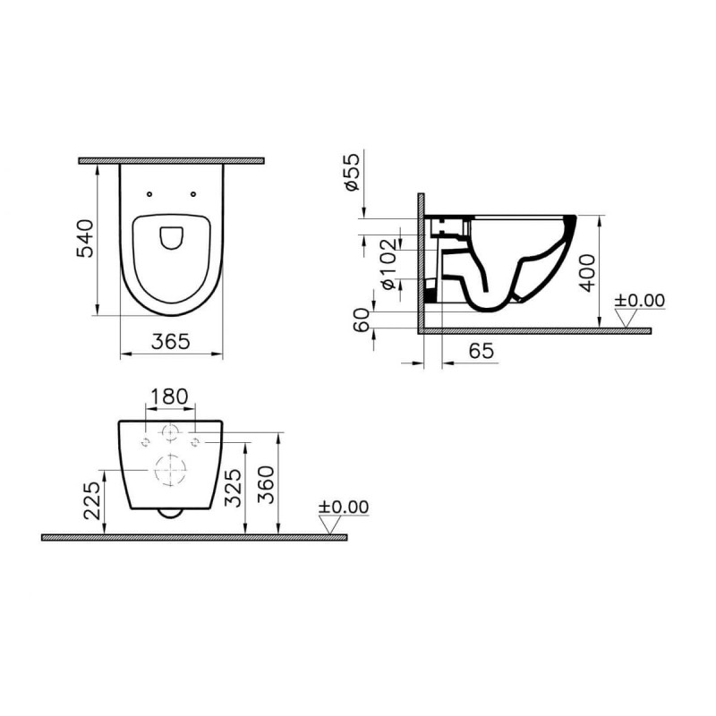 Muszla Wisząca Sento 54x36 cm Czarny Mat 7748B083-0101 Vitra Muszla Wisząca Sento 54x36 cm Czarny Mat 7748B083-0101 Vitra
