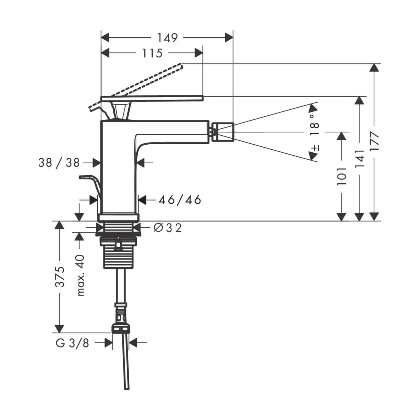 Bateria Bidetowa Tecturis E Biały Mat 73200700 Hansgrohe Bateria Bidetowa Tecturis E Biały Mat 73200700 Hansgrohe