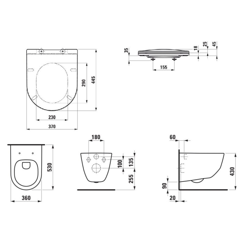 Zestaw Miska WC Podwieszana Rimless + Deska WC Slim Pro A Biały H8669560000001 Laufen Zestaw Miska WC Podwieszana Rimless + Deska WC Slim Pro A Biały H8669560000001 Laufen