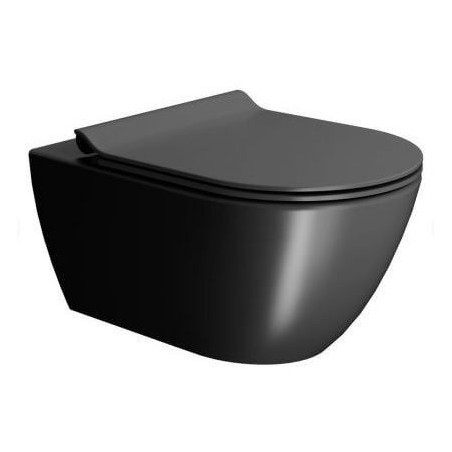 Muszla WC Wisząca Bez Rantu Pura Czarny Mat + Zestaw Montażowy 881526 GSI
