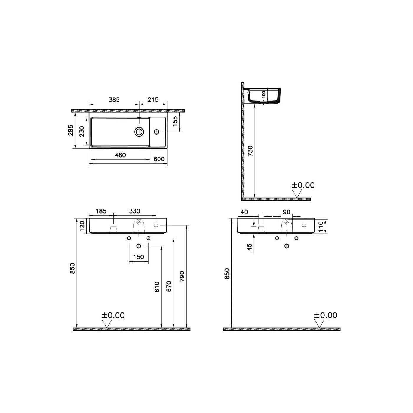 Umywalka Nablatowa Archiplan 60x28 Z Otworem Na Baterię Po Prawej Biała 7406B003-0294 Vitra Umywalka Nablatowa Archiplan 60x28 Z Otworem Na Baterię Po Prawej Biała 7406B003-0294 Vitra