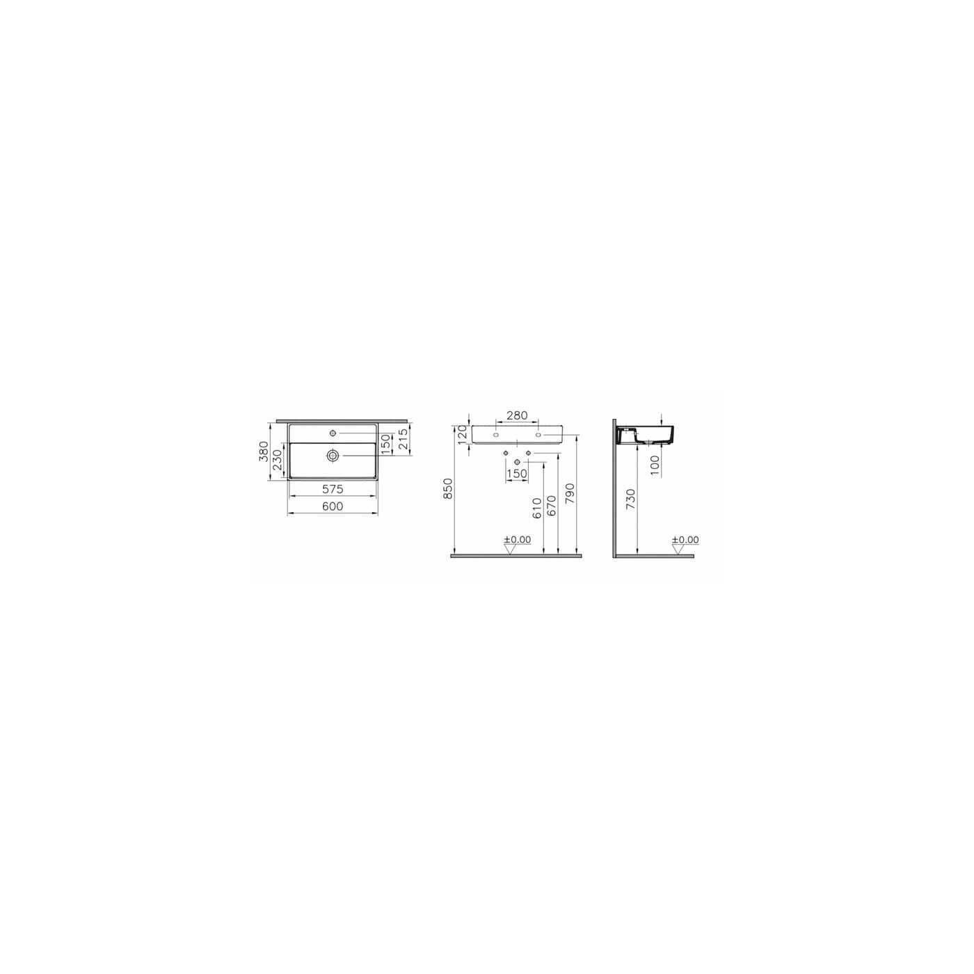 Umywalka Nablatowa 60x38x12 cm Z Otworem Archiplan Biała 7401B003-0041 Vitra Umywalka Nablatowa 60x38x12 cm Z Otworem Archiplan Biała 7401B003-0041 Vitra