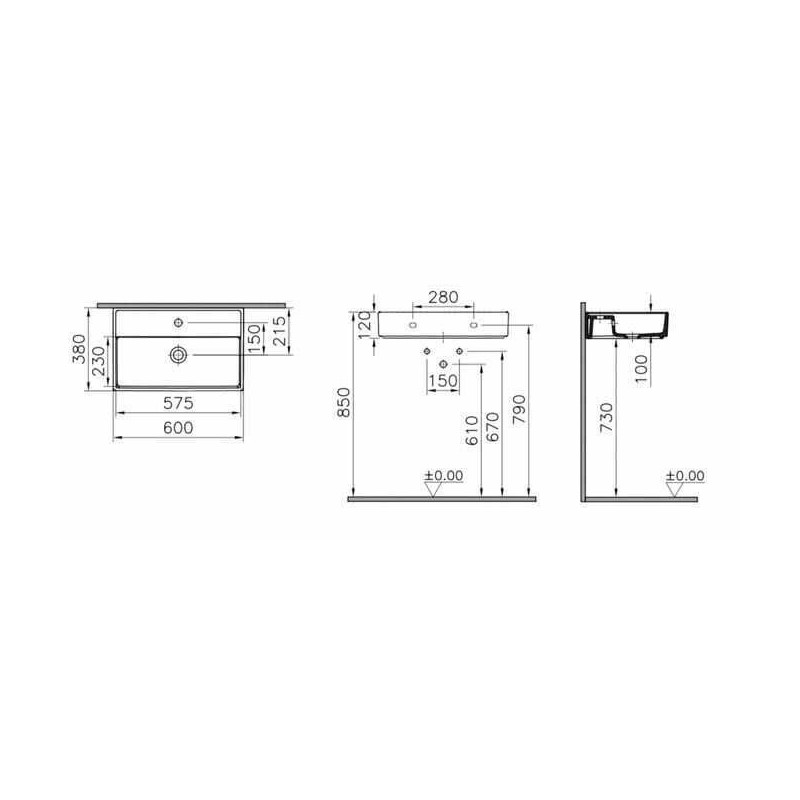 Umywalka Nablatowa 60x38x12 cm Z Otworem Archiplan Biała 7401B003-0041 Vitra Umywalka Nablatowa 60x38x12 cm Z Otworem Archiplan Biała 7401B003-0041 Vitra