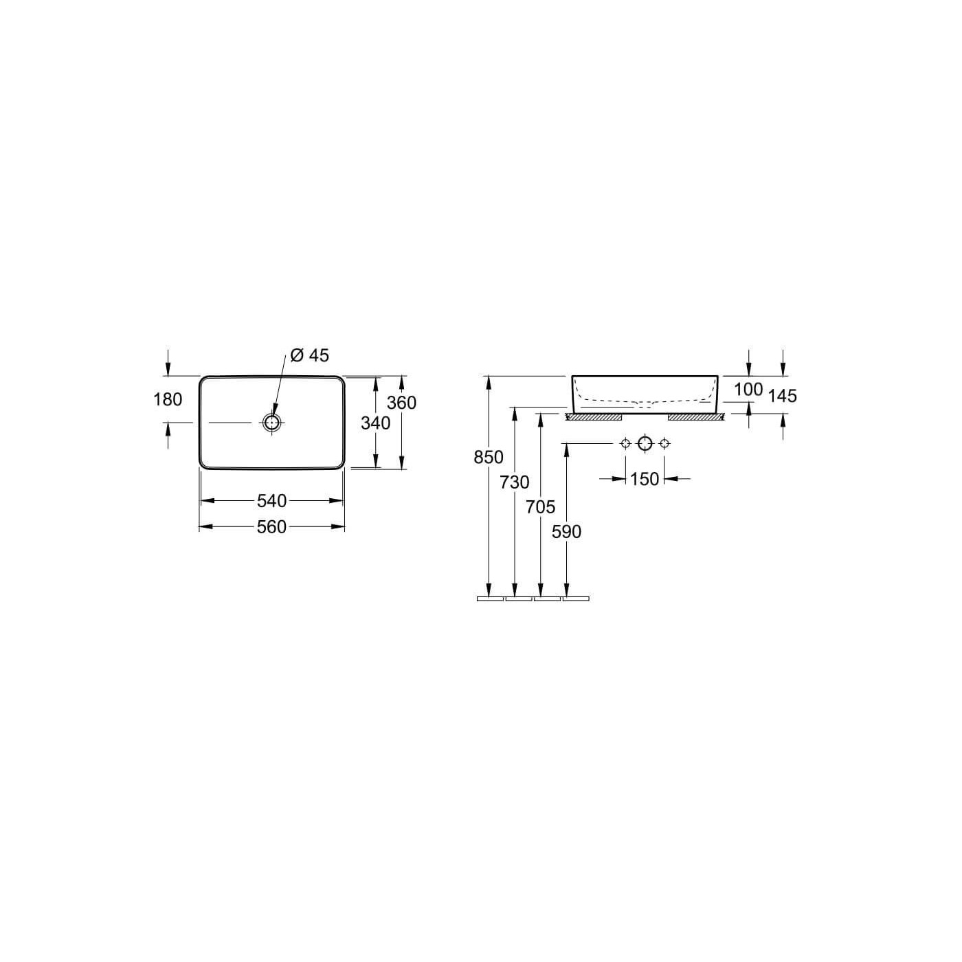 Umywalka Nablatowa Collaro 36x56 4A205601 Villeroy&Boch Umywalka Nablatowa Collaro 36x56 4A205601 Villeroy&Boch