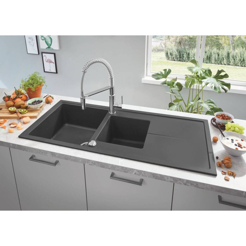 Zlewozmywak Kompozytowy K400 78x50 cm Z Ociekaczem Szary Granit 31639AT0 Grohe Zlewozmywak Kompozytowy K400 78x50 cm Z Ociekaczem Szary Granit 31639AT0 Grohe