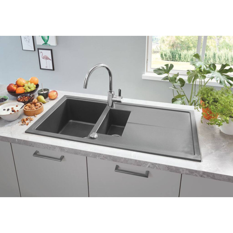 Zlewozmywak Kompozytowy K400 78x50 cm Z Ociekaczem Szary Granit 31639AT0 Grohe Zlewozmywak Kompozytowy K400 78x50 cm Z Ociekaczem Szary Granit 31639AT0 Grohe