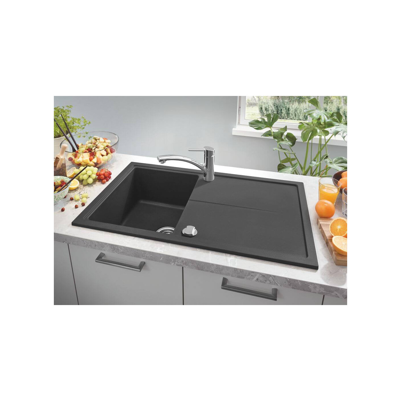 Zlewozmywak Kompozytowy K400 78x50 cm Z Ociekaczem Szary Granit 31639AT0 Grohe Zlewozmywak Kompozytowy K400 78x50 cm Z Ociekaczem Szary Granit 31639AT0 Grohe
