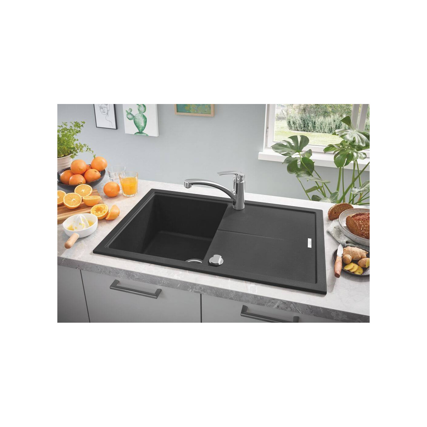 Zlewozmywak Kompozytowy K400 100x50 cm Z Ociekaczem Czarny Granit 31642AP0 Grohe Zlewozmywak Kompozytowy K400 100x50 cm Z Ociekaczem Czarny Granit 31642AP0 Grohe