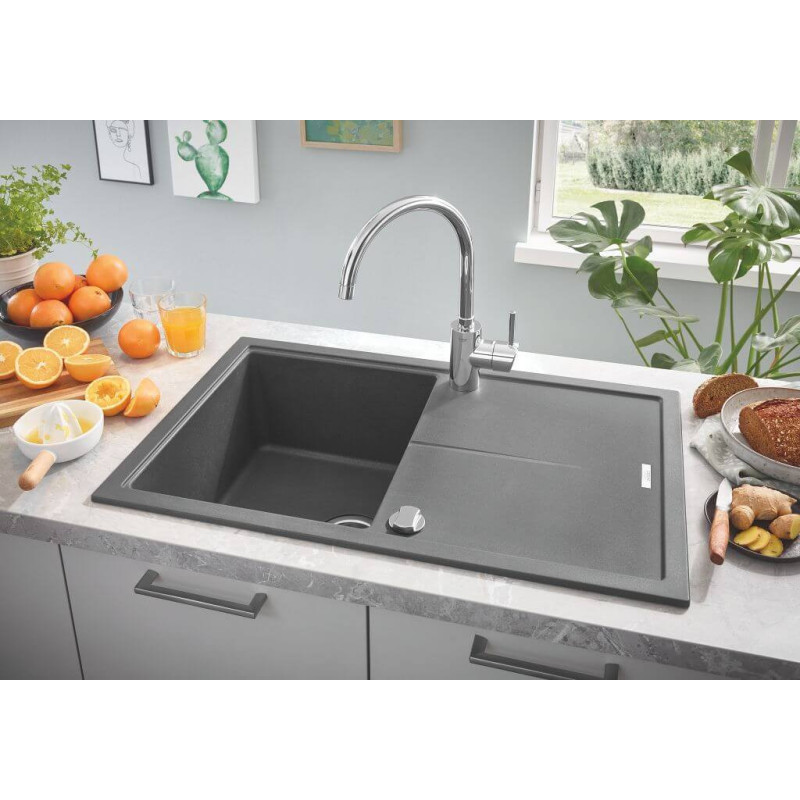 Zlewozmywak Kompozytowy K400 100x50 cm Z Ociekaczem Czarny Granit 31642AP0 Grohe Zlewozmywak Kompozytowy K400 100x50 cm Z Ociekaczem Czarny Granit 31642AP0 Grohe