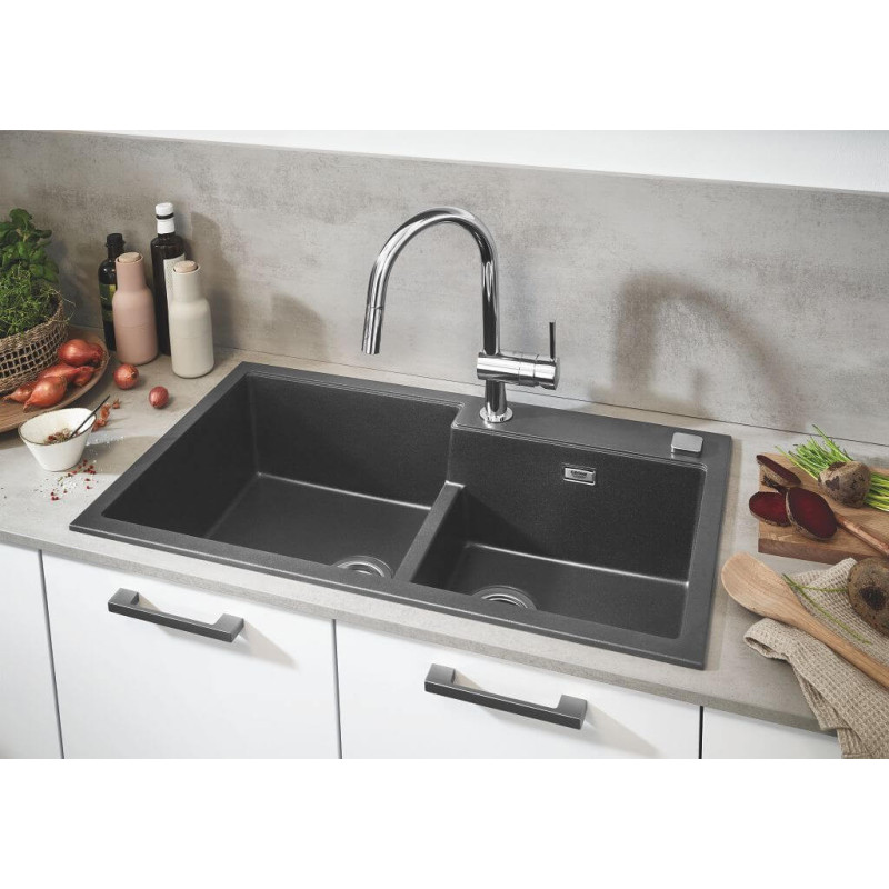 Zlewozmywak Kompozytowy K500 100x50 cm Z Ociekaczem Czarny Granit 31646AP0 Grohe Zlewozmywak Kompozytowy K500 100x50 cm Z Ociekaczem Czarny Granit 31646AP0 Grohe