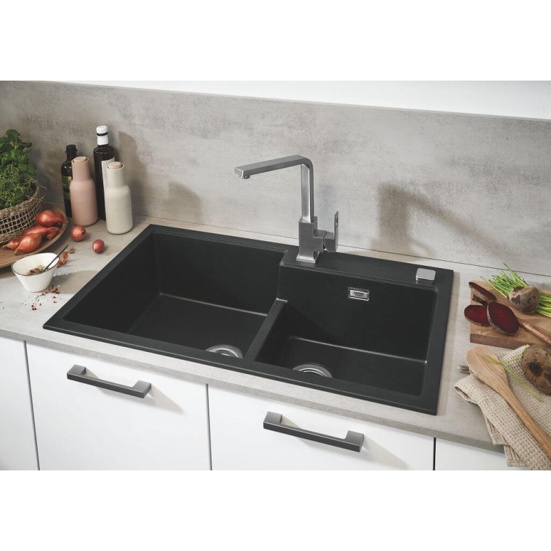 Zlewozmywak Kompozytowy K500 100x50 cm Z Ociekaczem Szary Granit 31646AT0 Grohe Zlewozmywak Kompozytowy K500 100x50 cm Z Ociekaczem Szary Granit 31646AT0 Grohe