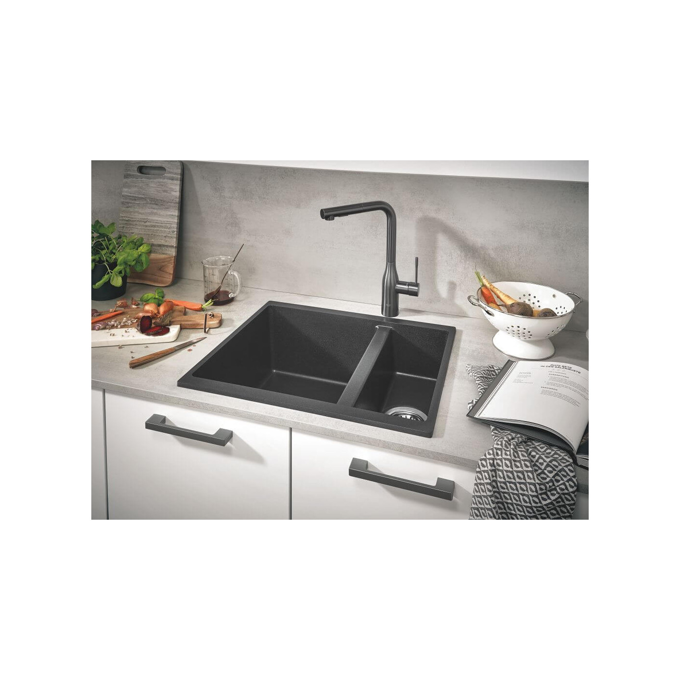 Zlewozmywak Kompozytowy K500 55x46 cm Szary Granit 31648AT0 Grohe Zlewozmywak Kompozytowy K500 55x46 cm Szary Granit 31648AT0 Grohe