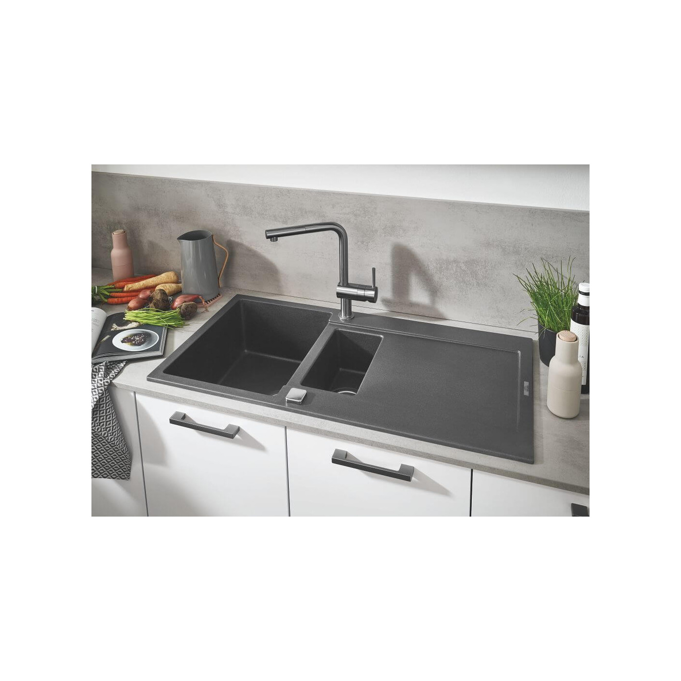 Zlewozmywak Kompozytowy K500 55x46 cm Szary Granit 31648AT0 Grohe Zlewozmywak Kompozytowy K500 55x46 cm Szary Granit 31648AT0 Grohe