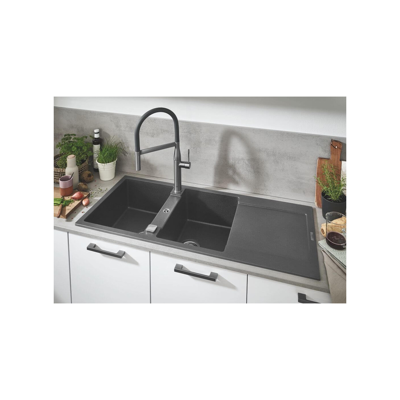 Zlewozmywak Kompozytowy K500 55x46 cm Szary Granit 31648AT0 Grohe Zlewozmywak Kompozytowy K500 55x46 cm Szary Granit 31648AT0 Grohe