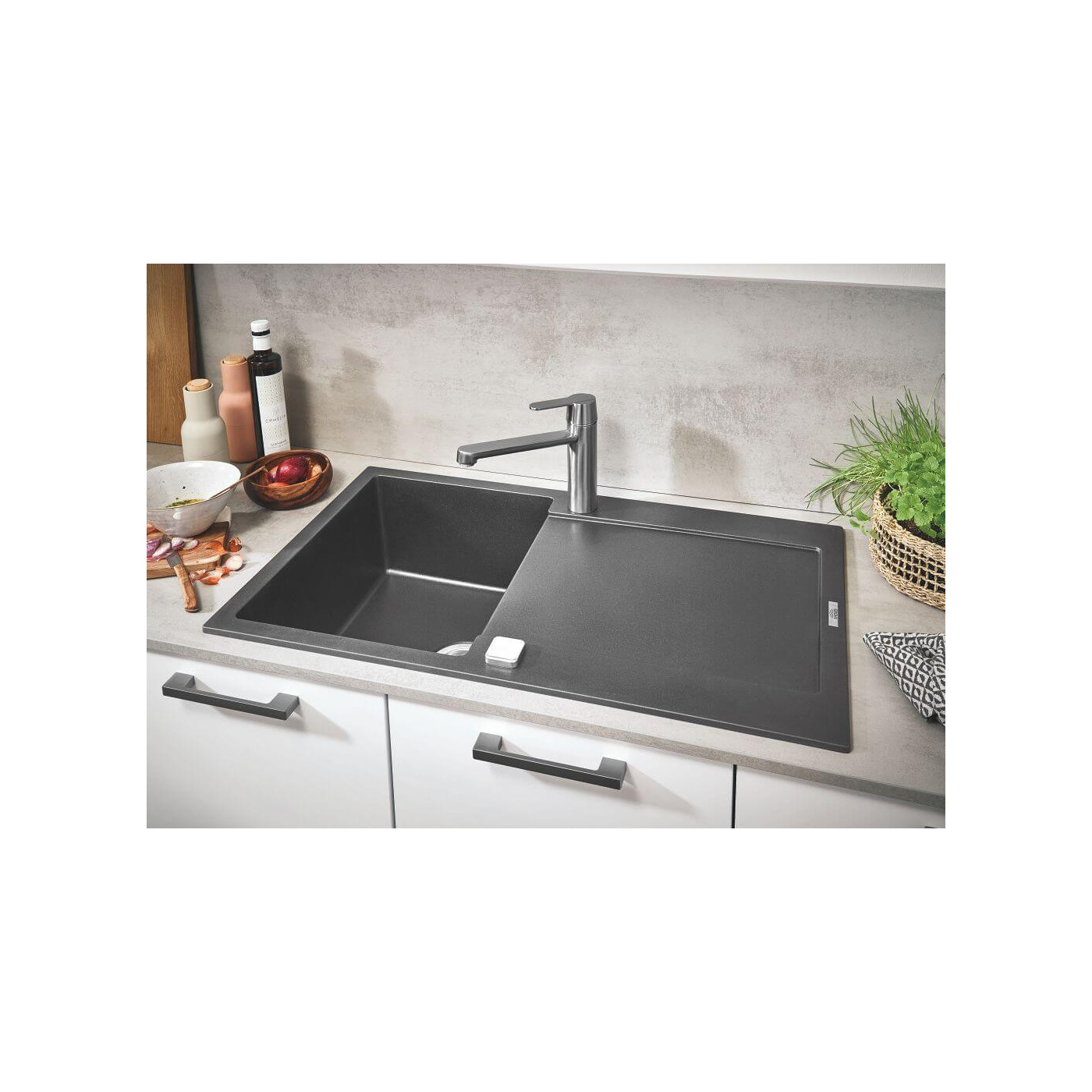 Zlewozmywak Kompozytowy K500 55x46 cm Szary Granit 31648AT0 Grohe Zlewozmywak Kompozytowy K500 55x46 cm Szary Granit 31648AT0 Grohe