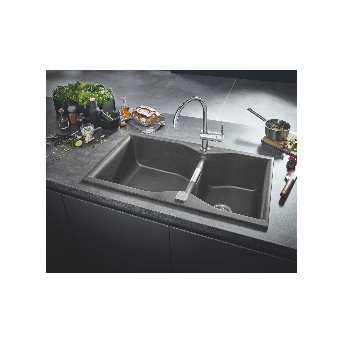 Zlewozmywak Kompozytowy K700 56x51 cm Czarny Granit 31651AP0 Grohe Zlewozmywak Kompozytowy K700 56x51 cm Czarny Granit 31651AP0 Grohe