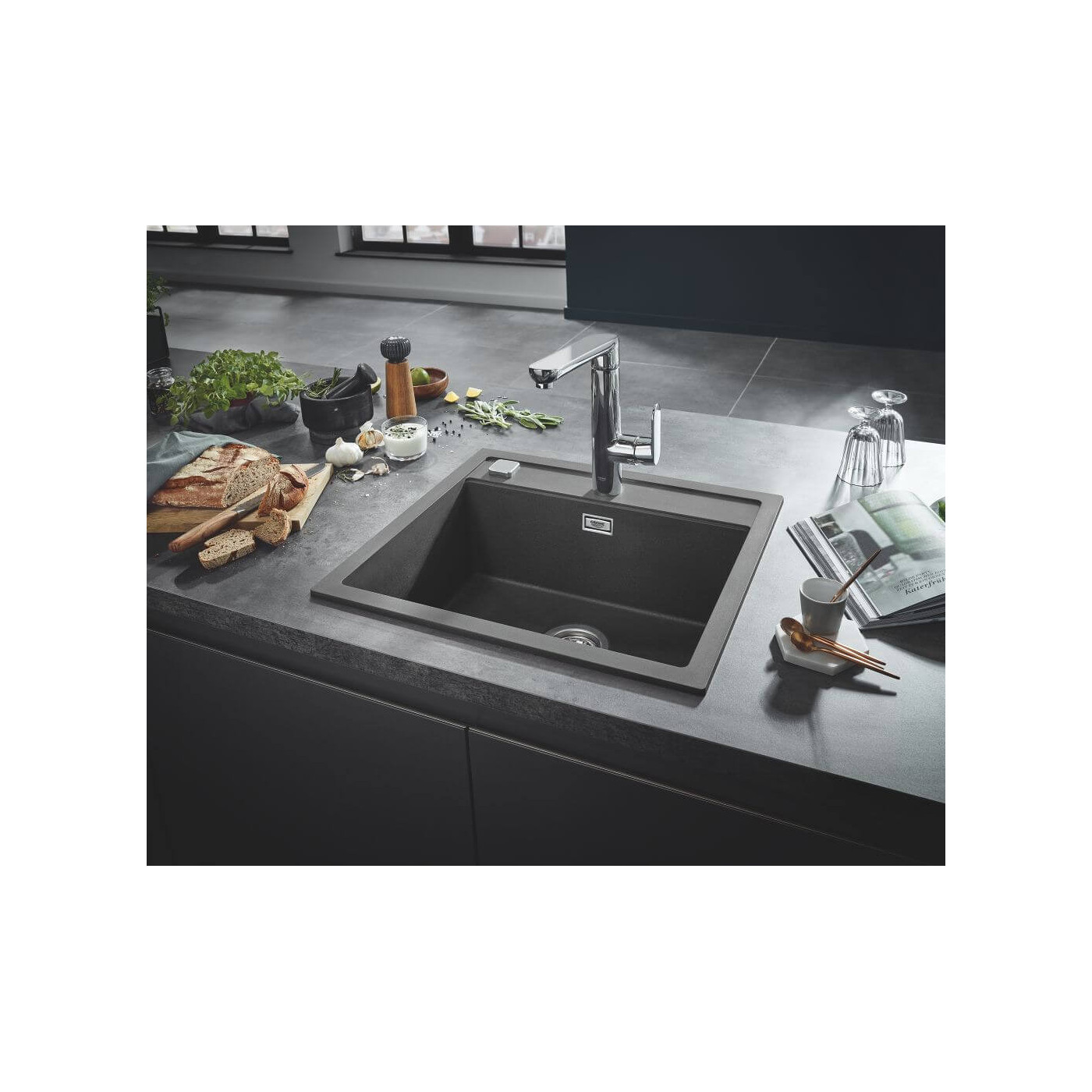 Zlewozmywak Kompozytowy K700 56x51 cm Czarny Granit 31651AP0 Grohe Zlewozmywak Kompozytowy K700 56x51 cm Czarny Granit 31651AP0 Grohe