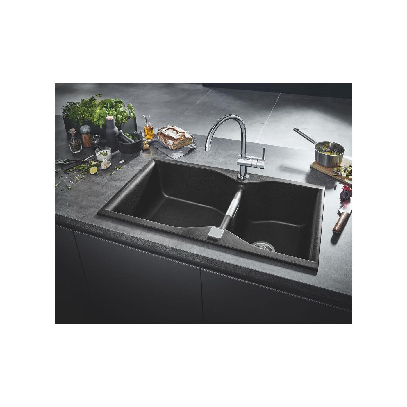 Zlewozmywak Kompozytowy K700 56x51 cm Czarny Granit 31651AP0 Grohe Zlewozmywak Kompozytowy K700 56x51 cm Czarny Granit 31651AP0 Grohe