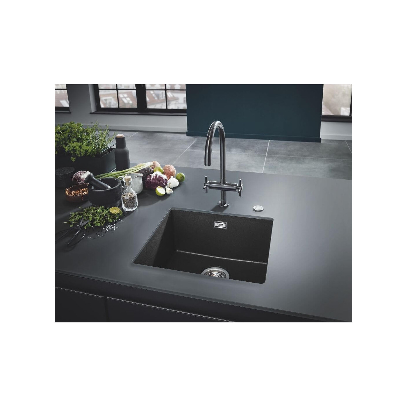 Zlewozmywak Kompozytowy K700U 45x40 cm Szary Granit 31653AT0 Grohe Zlewozmywak Kompozytowy K700U 45x40 cm Szary Granit 31653AT0 Grohe
