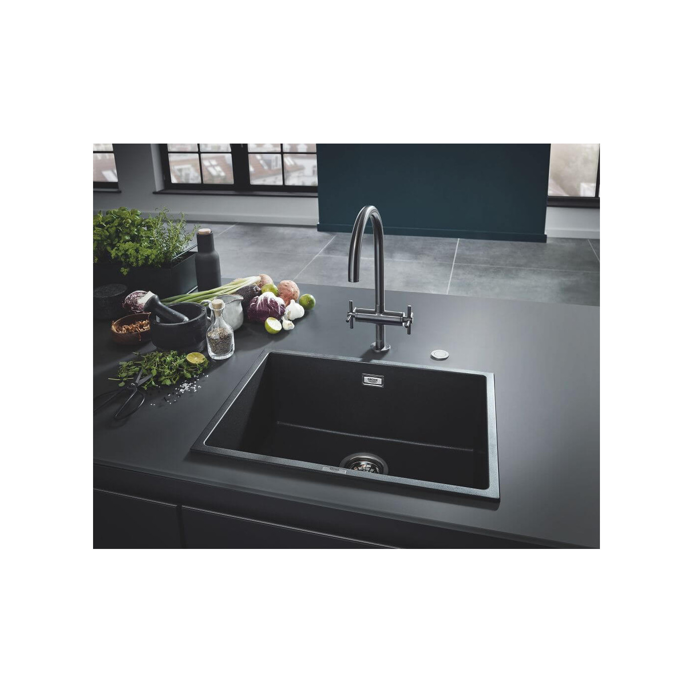 Zlewozmywak Kompozytowy K700U 45x40 cm Szary Granit 31653AT0 Grohe Zlewozmywak Kompozytowy K700U 45x40 cm Szary Granit 31653AT0 Grohe