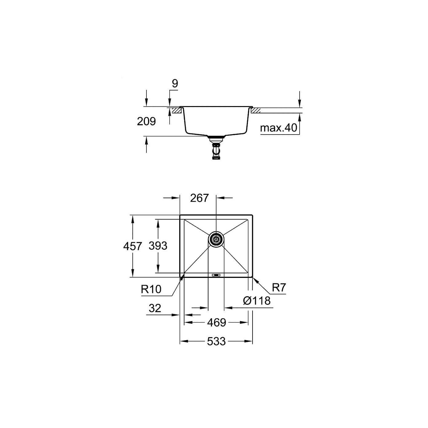 Zlewozmywak Kompozytowy K700U S53x45 cm zary Granit 31654AT0 Grohe Zlewozmywak Kompozytowy K700U S53x45 cm zary Granit 31654AT0 Grohe