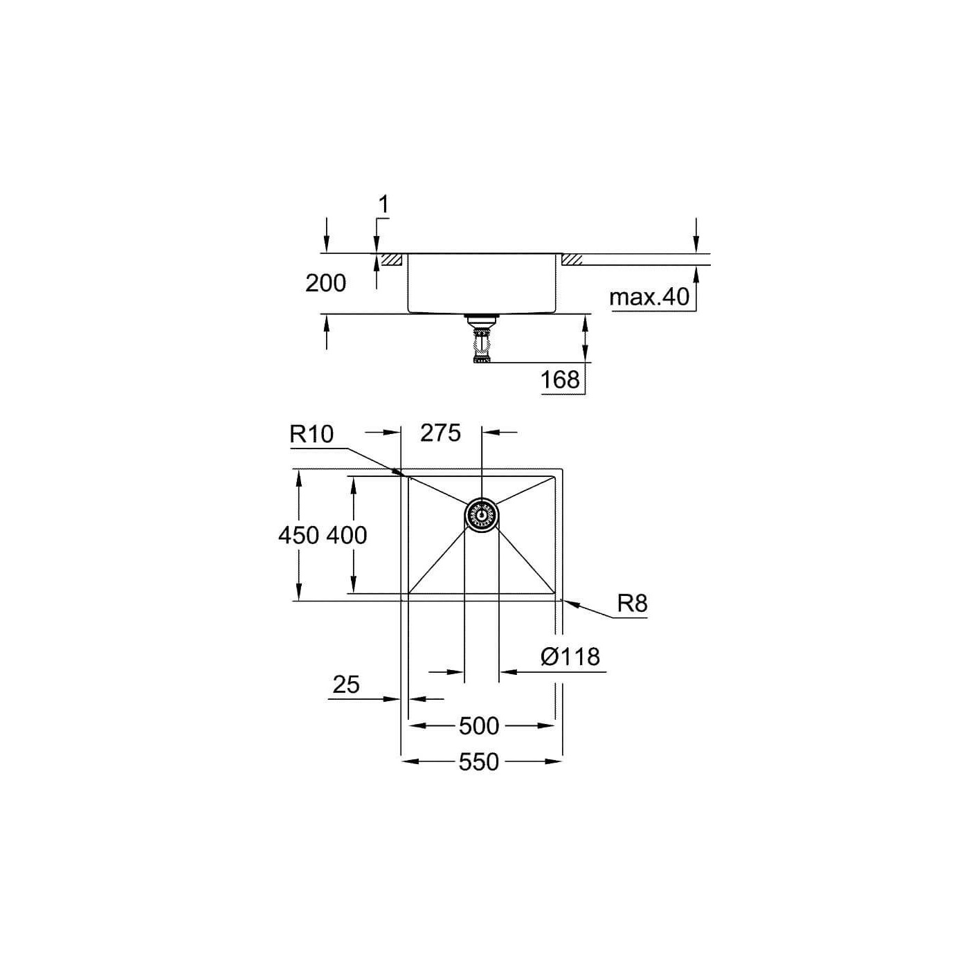 Zlewozmywak K700 54x44 cm Stal Szlachetna 31726SD0 Grohe Zlewozmywak K700 54x44 cm Stal Szlachetna 31726SD0 Grohe
