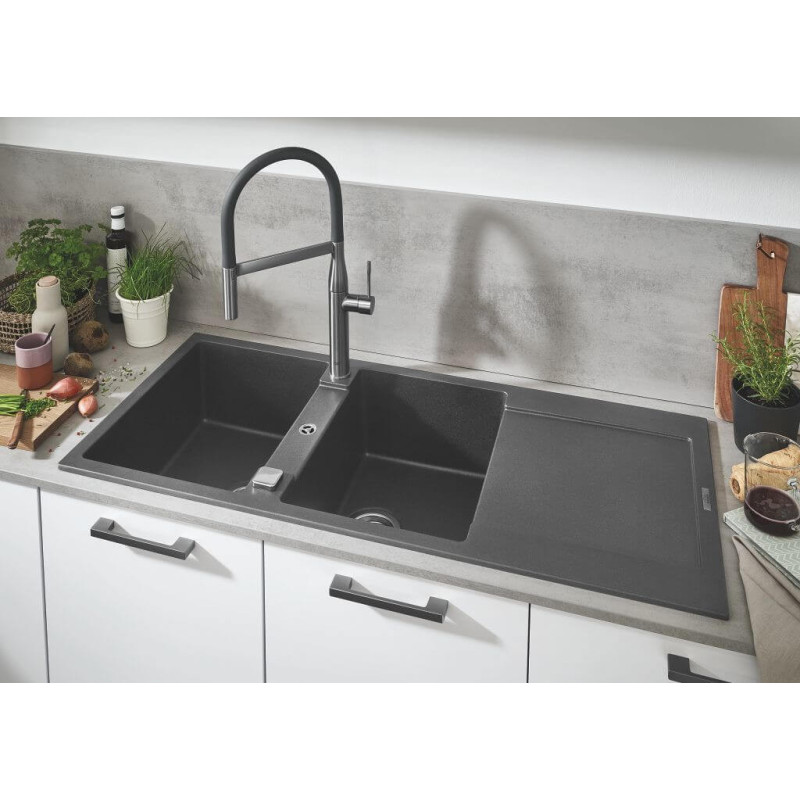 Zlewozmywak Kompozytowy K500 86x50 cm Z Ociekaczem Szary Granit 31644AT0 Grohe Zlewozmywak Kompozytowy K500 86x50 cm Z Ociekaczem Szary Granit 31644AT0 Grohe