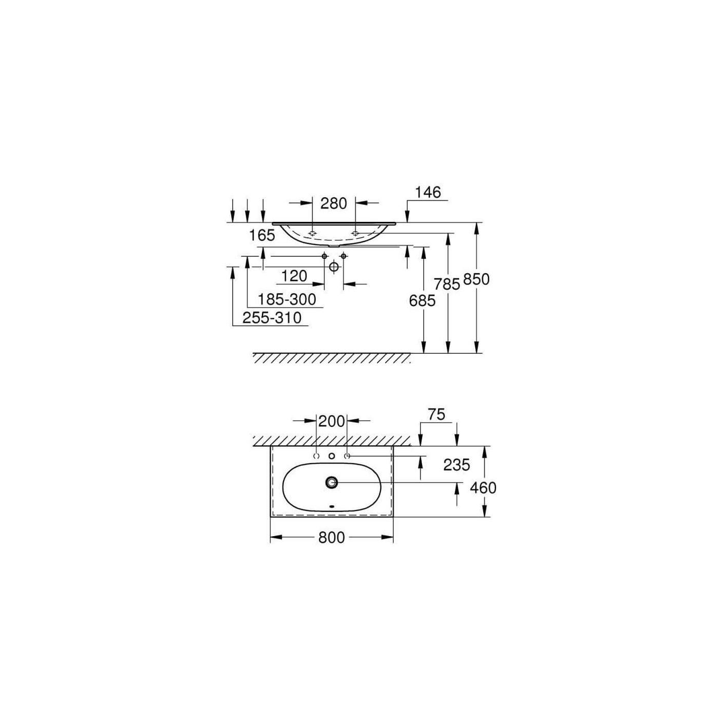 Umywalka Naszafkowa 80 cm Essence Biel Alpejska 3956700H Grohe Umywalka Naszafkowa 80 cm Essence Biel Alpejska 3956700H Grohe