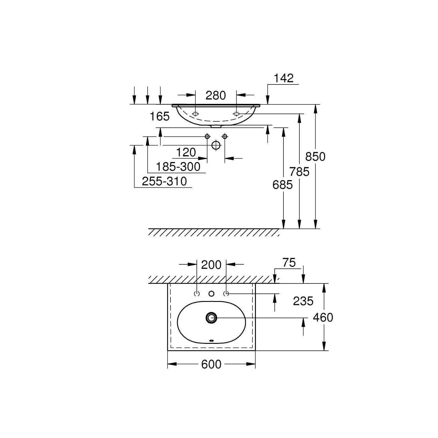 Umywalka Naszafkowa 60 cm Essence Biel Alpejska 3956800H Grohe Umywalka Naszafkowa 60 cm Essence Biel Alpejska 3956800H Grohe