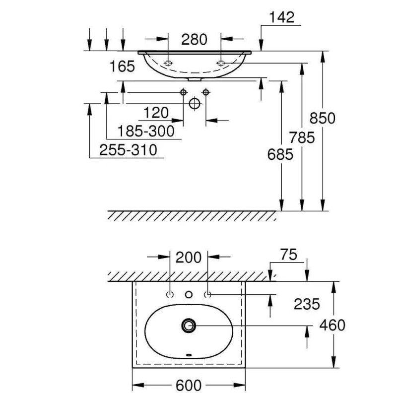 Umywalka Naszafkowa 60 cm Essence Biel Alpejska 3956800H Grohe Umywalka Naszafkowa 60 cm Essence Biel Alpejska 3956800H Grohe