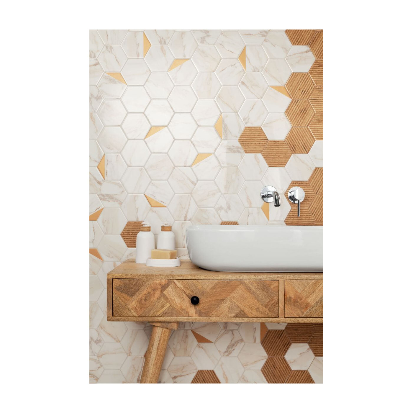 Płytka Ścienna Flare White Hex 12,5x11 Tubądzin Domino Płytka Ścienna Flare White Hex 12,5x11 Tubądzin Domino
