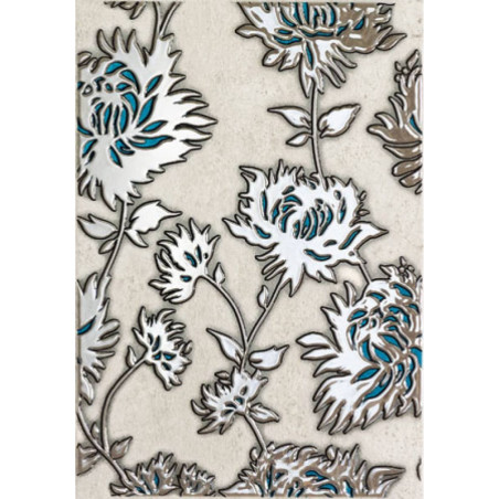 Dekor Ścienny Gris Flower Turkus 36x25 Tubądzin Domino