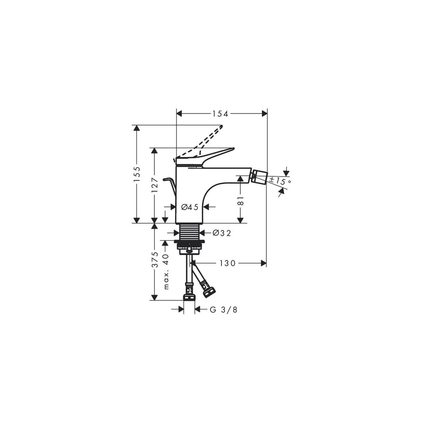 Bateria Bidetowa Vivenis Czarny Matowy 75200670 Hansgrohe Bateria Bidetowa Vivenis Czarny Matowy 75200670 Hansgrohe
