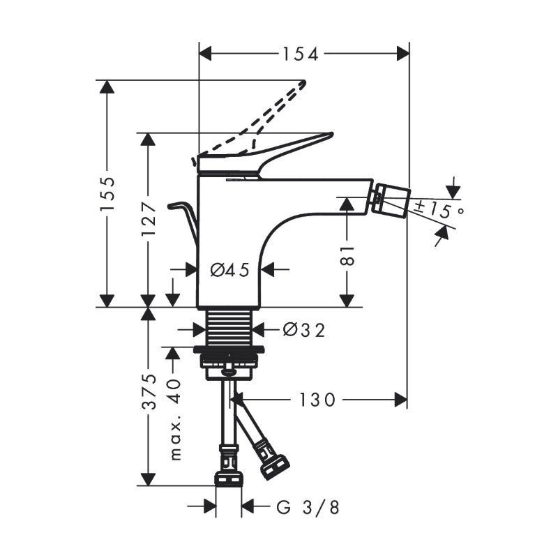 Bateria Bidetowa Vivenis Czarny Matowy 75200670 Hansgrohe Bateria Bidetowa Vivenis Czarny Matowy 75200670 Hansgrohe