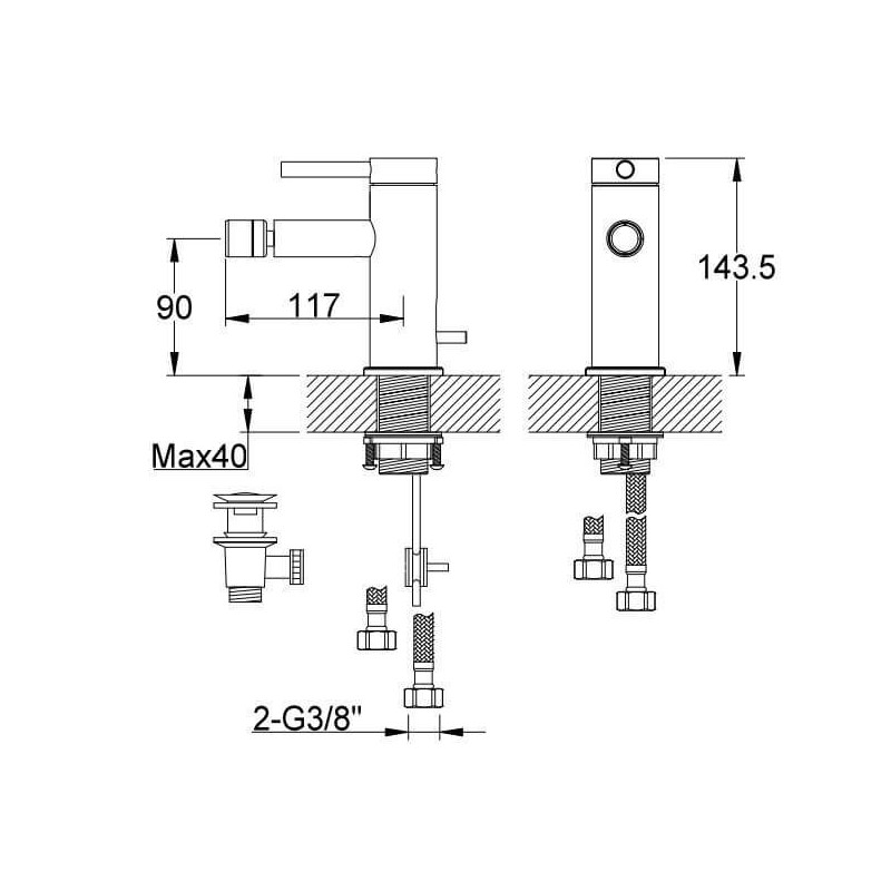 Bateria Bidetowa Axel Gold QB130AGD Kohlman Bateria Bidetowa Axel Gold QB130AGD Kohlman