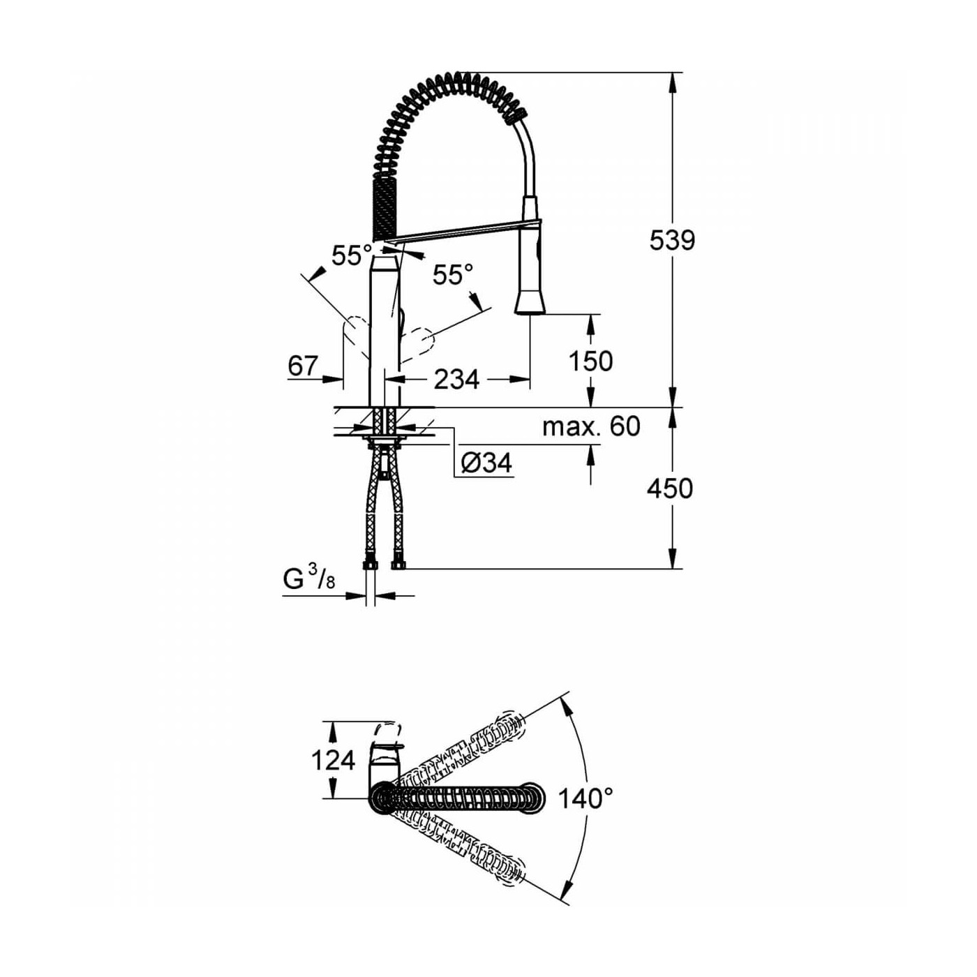 Jednouchwytowa Bateria Zlewozmywakowa K7 31379000 Grohe Jednouchwytowa Bateria Zlewozmywakowa K7 31379000 Grohe