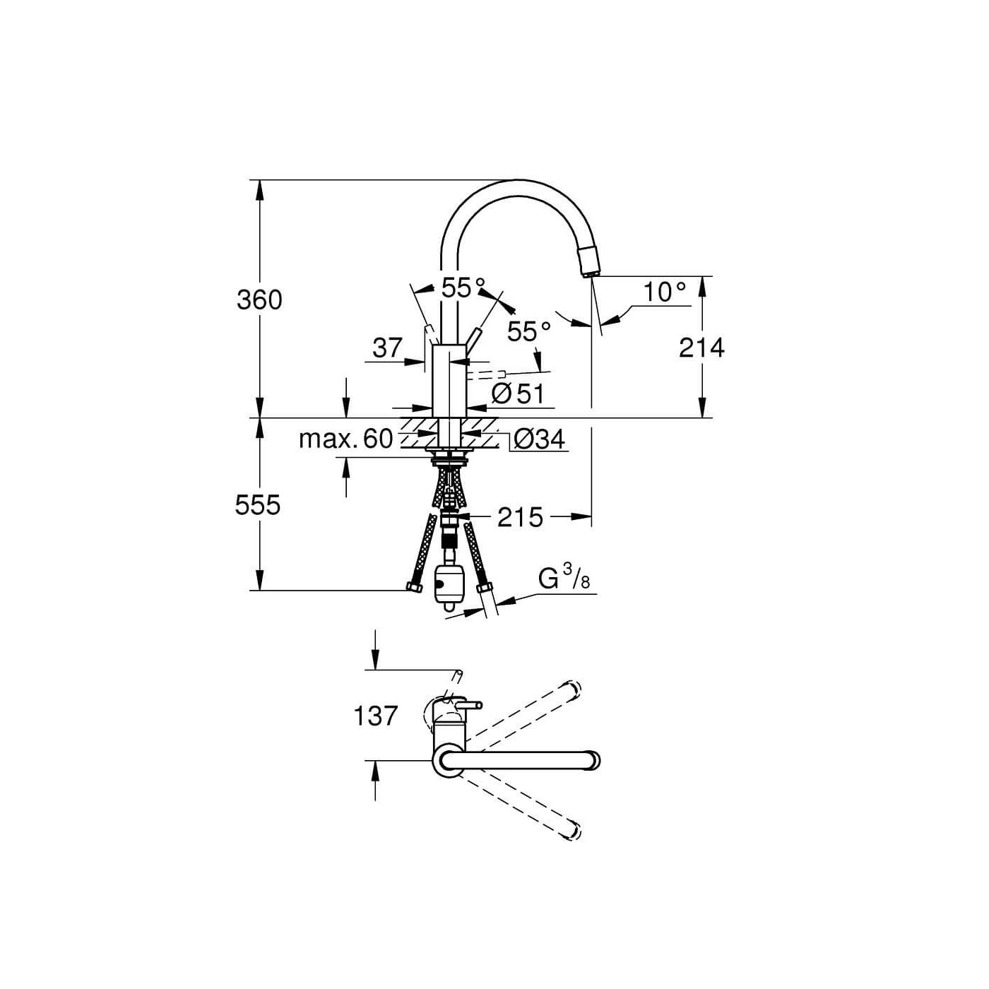 Bateria Jednouchwytowa Kuchenna 1/2" Concetto 32663003 Grohe Bateria Jednouchwytowa Kuchenna 1/2" Concetto 32663003 Grohe