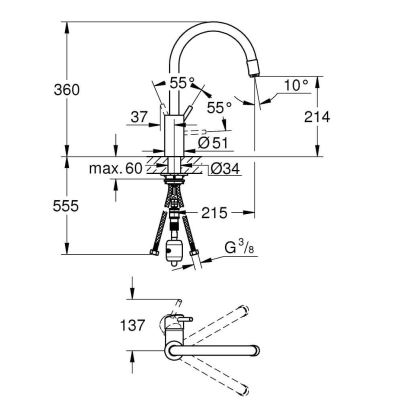 Bateria Jednouchwytowa Kuchenna 1/2" Concetto 32663003 Grohe Bateria Jednouchwytowa Kuchenna 1/2" Concetto 32663003 Grohe